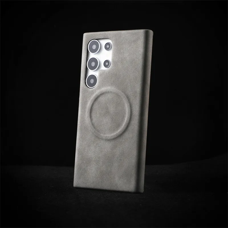 TXBX Leather Material Skin Feel Sheepskin Magnetic Phone Case Compatibility With Samsung S23 Ultra/S24 Ultra-5