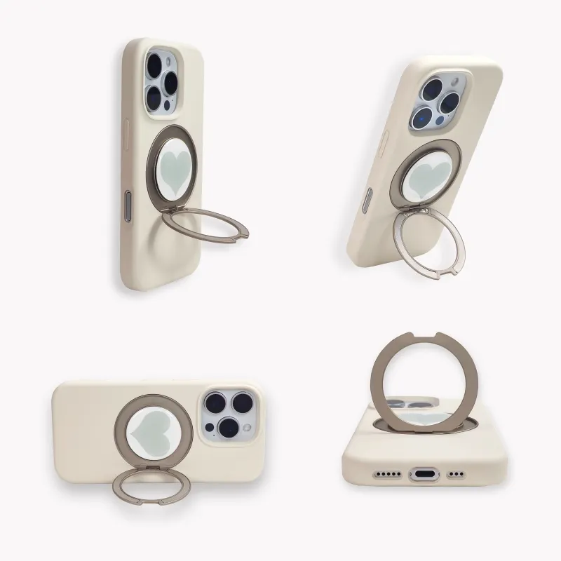 TXBX Silicone Material Heart Stand Liquid Phone Case Compatibility With Apple 16/15/14/13 Collection-4