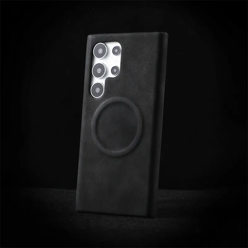 TXBX Leather Material Skin Feel Sheepskin Magnetic Phone Case Compatibility With Samsung S23 Ultra/S24 Ultra-1