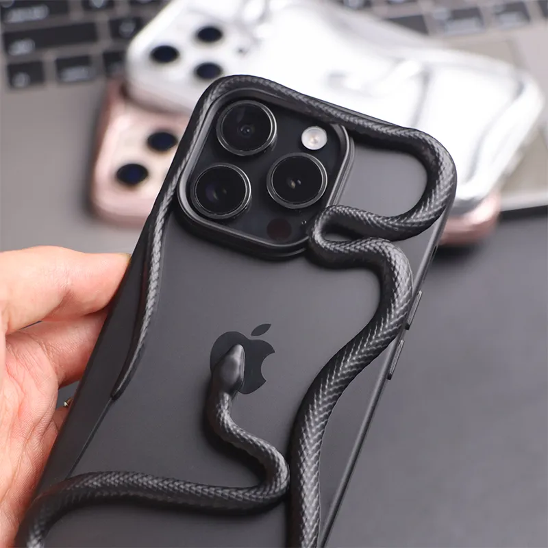 TXBX TPU Material Trendy And Cool Cut Out Matte Snake Phone Case Compatibility With Apple 16/15/14/13/12 Collection-1