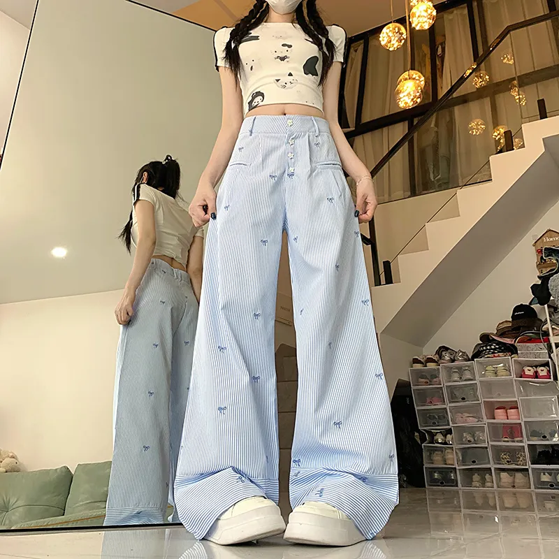 MO VOICE Casual Pants Women's Blue-2