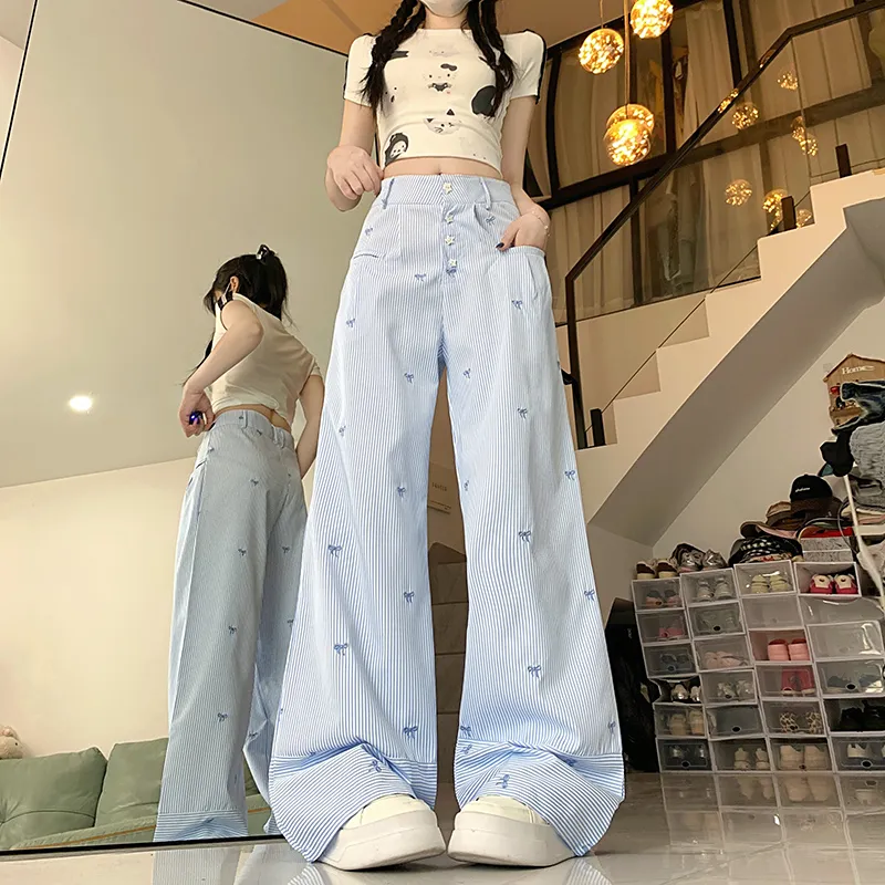 MO VOICE Casual Pants Women's Blue-3