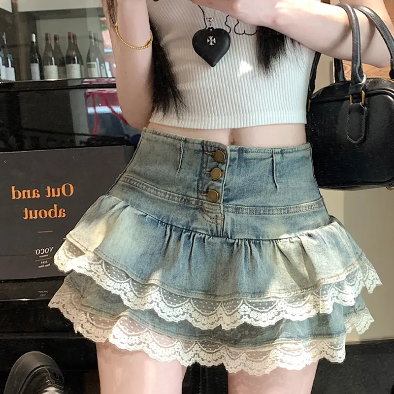 MO VOICE Denim Short Skirts Women's-11