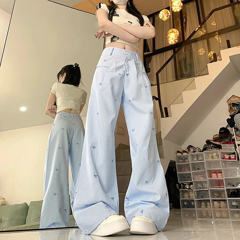 MO VOICE Casual Pants Women's Blue-4