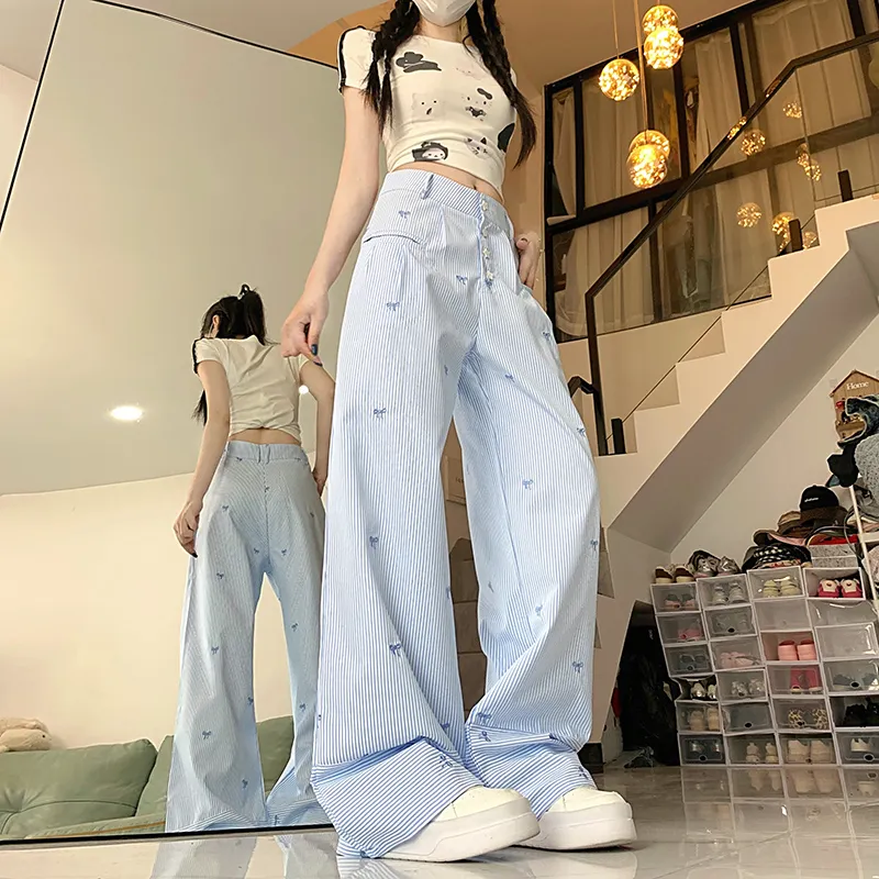 MO VOICE Casual Pants Women's Blue-5