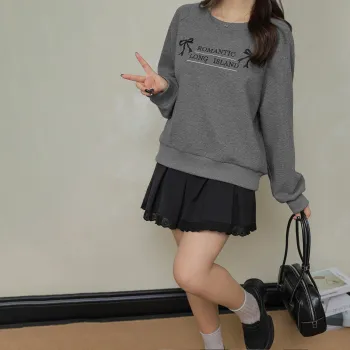 DAMABAIFENBAI Waffle Knit Raglan Sleeve Sweatshirt Women's