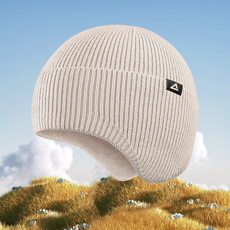 PEAK Viscose Polyester Polyamide Beanies Thickened And Fleece Lined Unisex Apricot-2