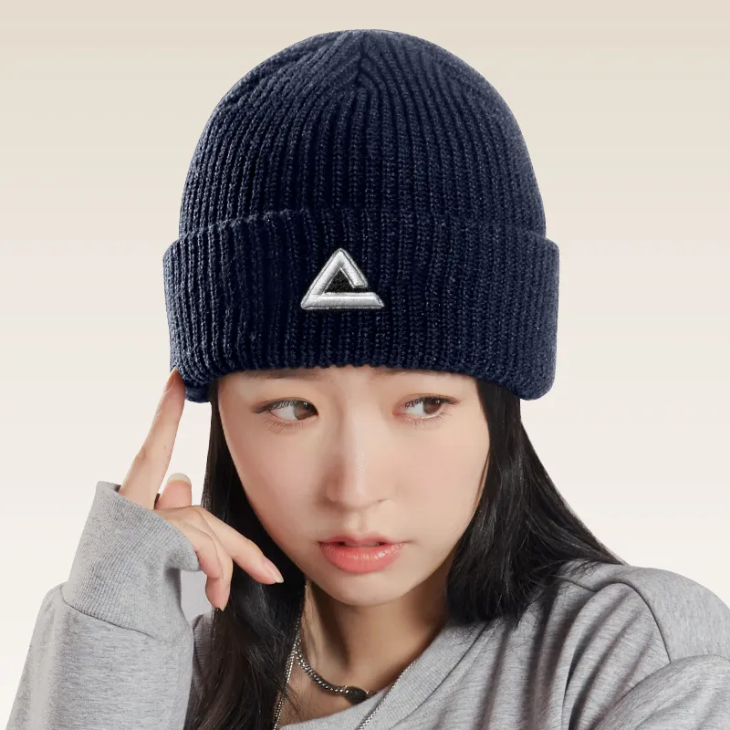 PEAK Acrylic/polyester Beanies Unisex Navy Blue-2
