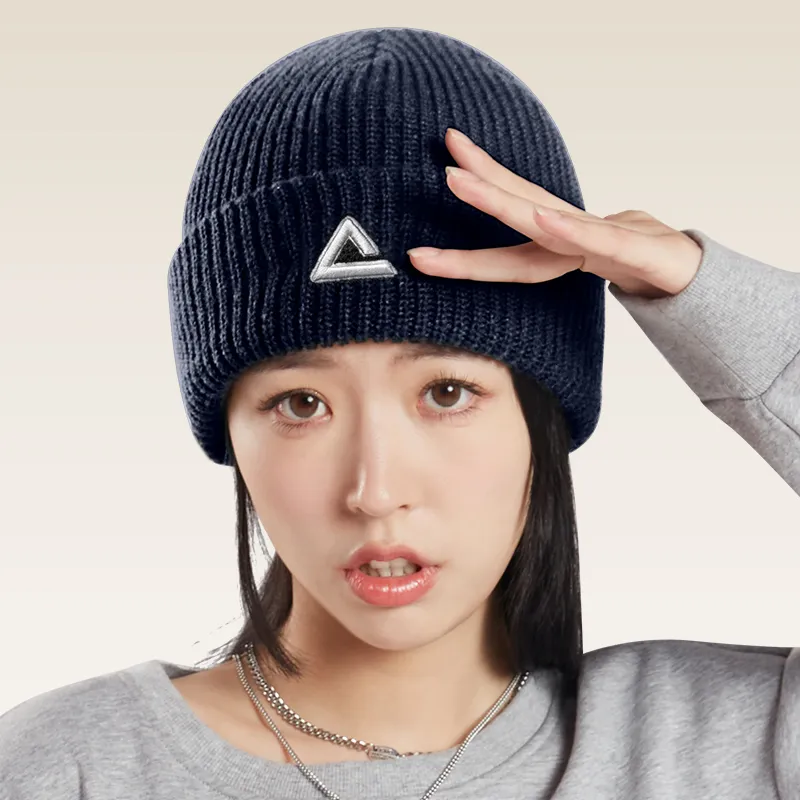 PEAK Acrylic/polyester Beanies Unisex Navy Blue-3