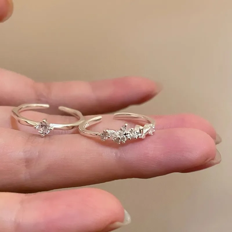 Barbie S925 Silver Couple Rings Ring Unisex Silver Gift Box Set-3
