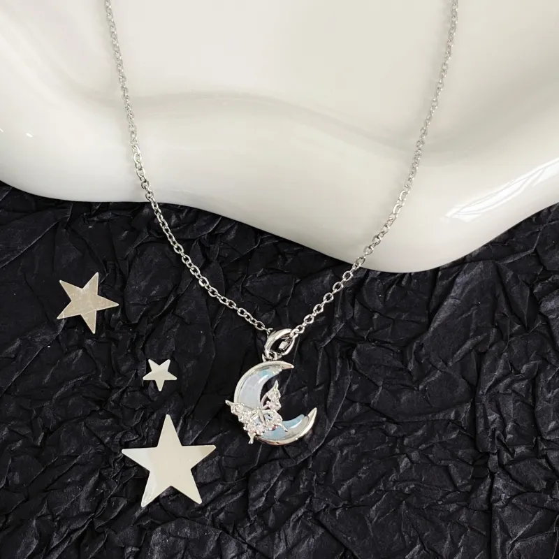 Barbie Titanium Steel Necklaces Women's Silver-2