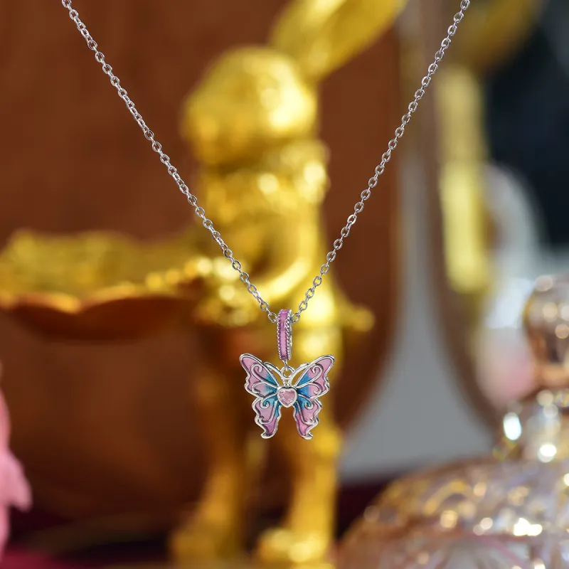 Barbie Titanium Steel Necklaces Women's Pink/Blue-3