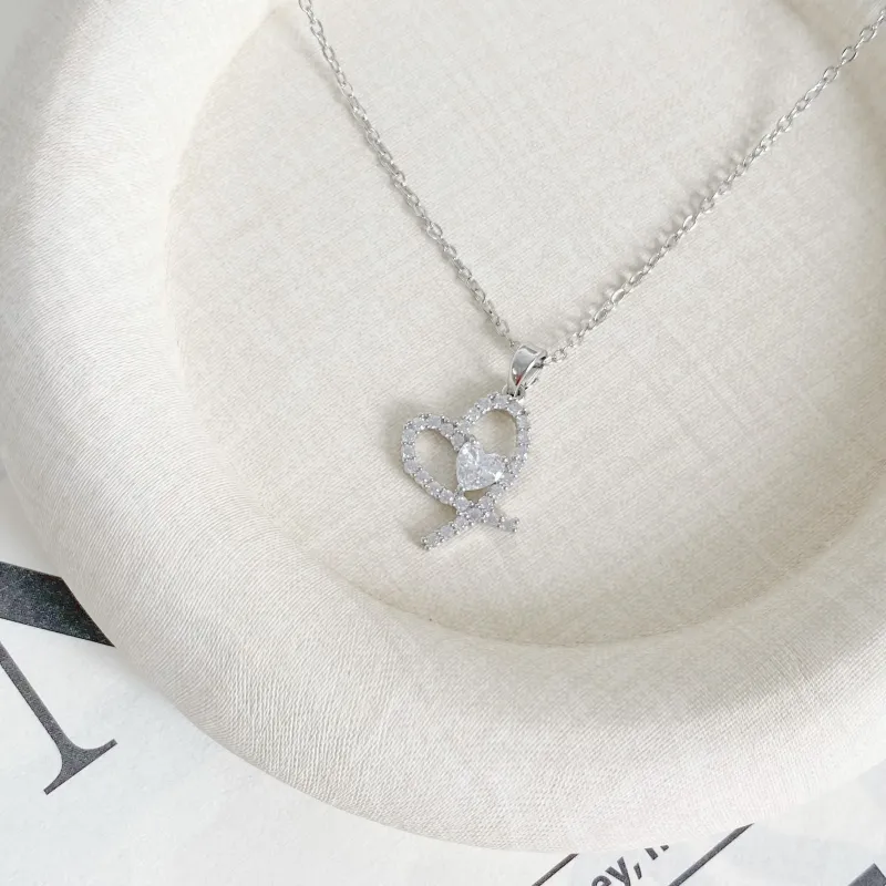 Barbie Titanium Steel Necklaces Women's Silver-4