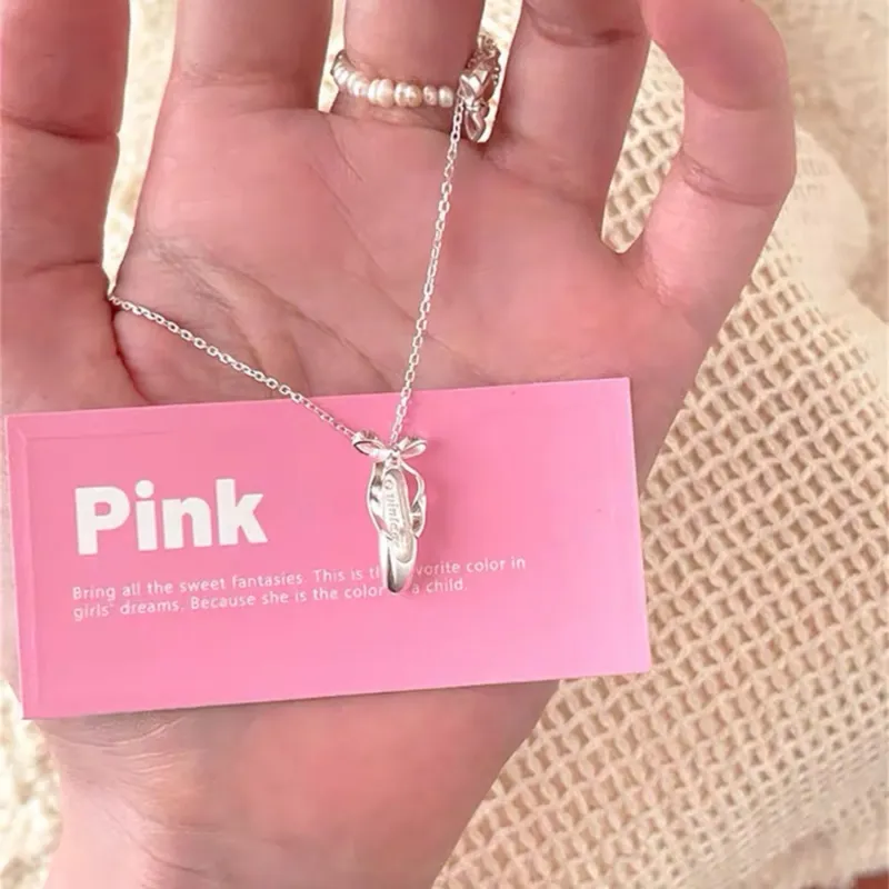 Barbie S925 Silver Necklaces Women's Versatile Date Commute-6