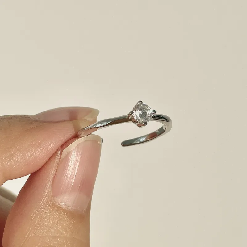 Barbie S925 Silver Couple Rings Ring Unisex Silver Gift Box Set-7