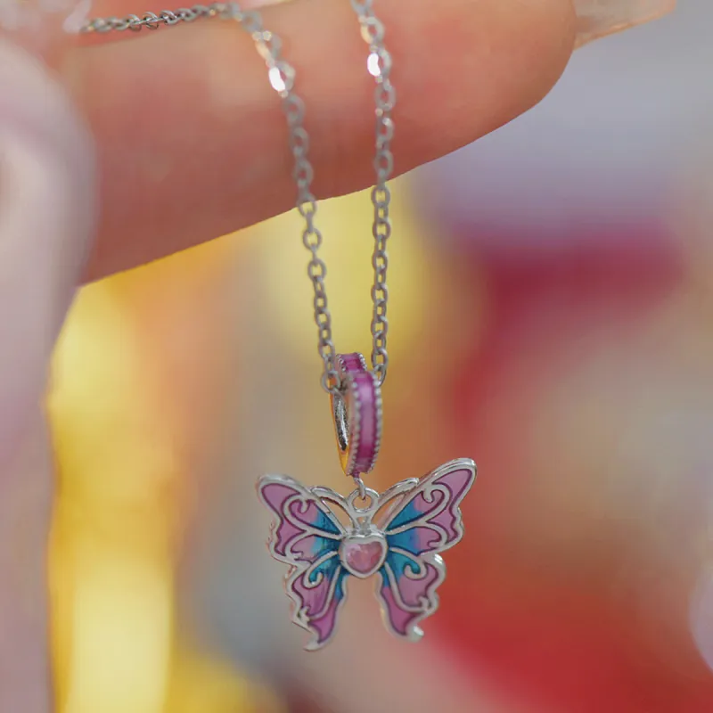 Barbie Titanium Steel Necklaces Women's Pink/Blue-5