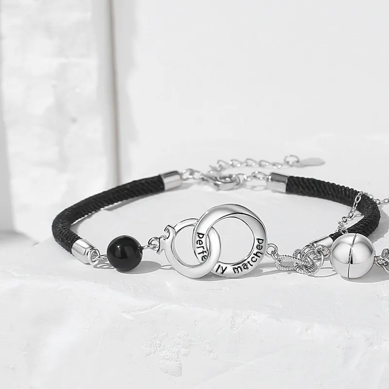 Barbie S925 Silver Bracelets Unisex Black White-4