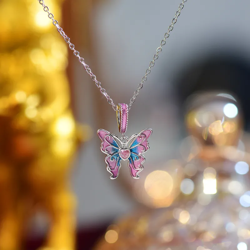Barbie Titanium Steel Necklaces Women's Pink/Blue-2