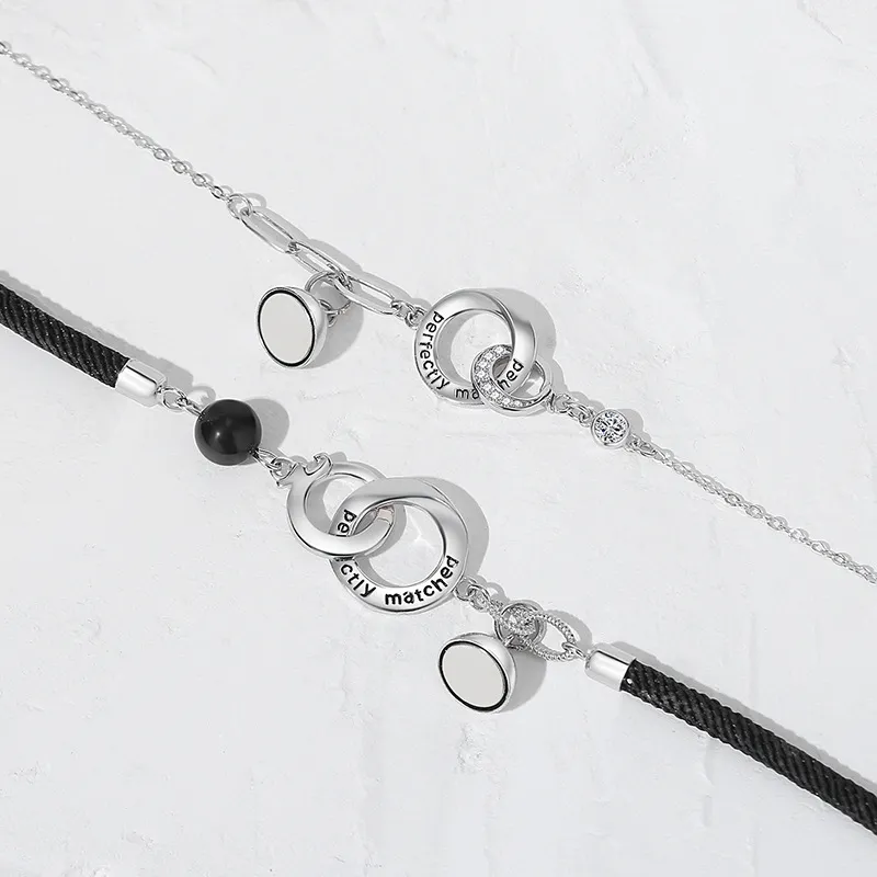 Barbie S925 Silver Bracelets Unisex Black White-3