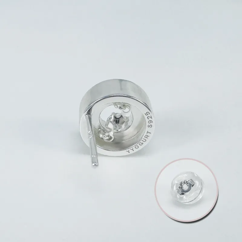 YYOGURT S925 Silver Stud Earrings Unisex-5