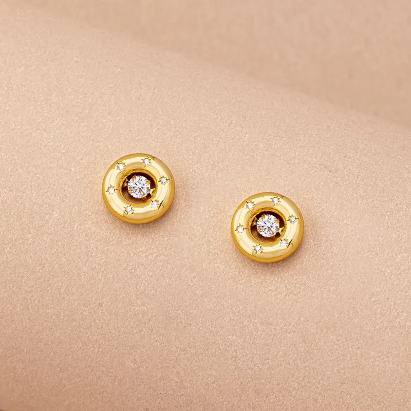 YYOGURT Gold Plated Copper Stud Earrings Women's-2