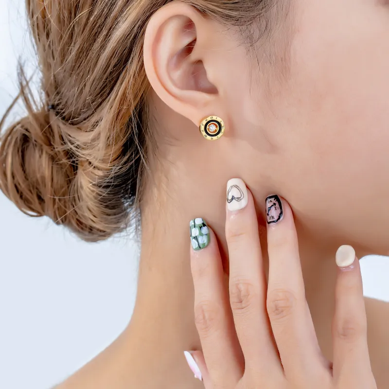 YYOGURT Zircon Stud Earrings Unisex-1