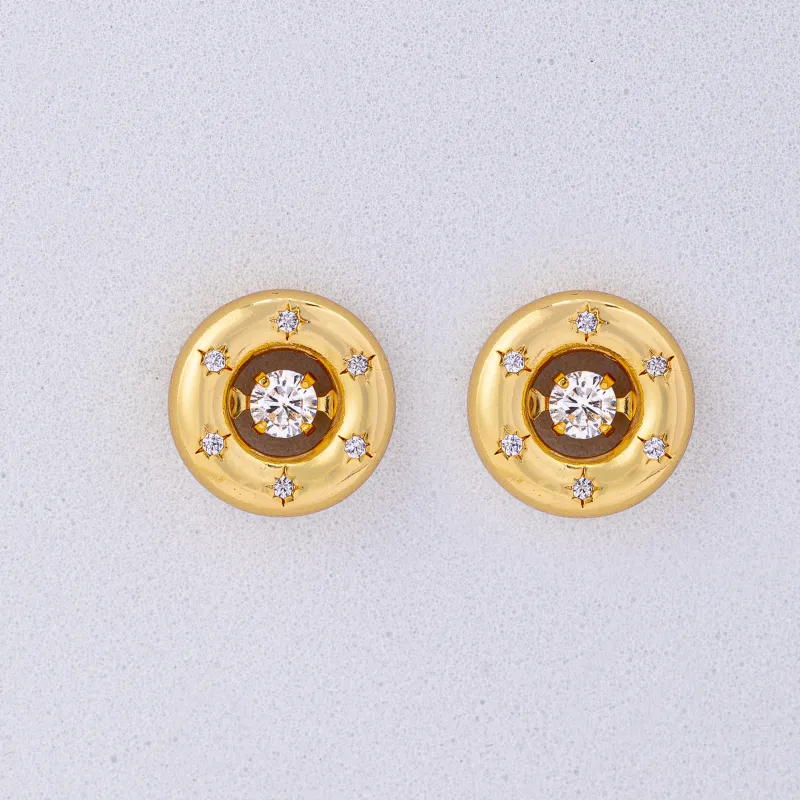 YYOGURT Gold Plated Copper Stud Earrings Women's-3