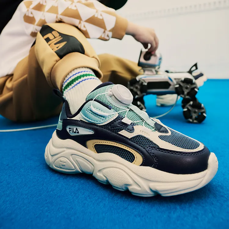 FILA KIDS BOA Anti Slip Wear Resistant Low Top Kids' Running Shoes Gray Blue/White Children Aged 3 7 Years Old-6