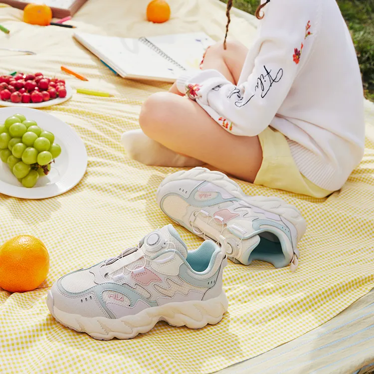 FILA KIDS BOA Kids' Running Shoes Milk White/Rain Mist Gray Unisex-6