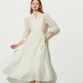 DPLAY Long Sleeved Dress Women's Creamy Apricot
