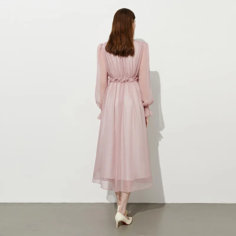 DPLAY Long Sleeved Dress Women's Gray Pink-3