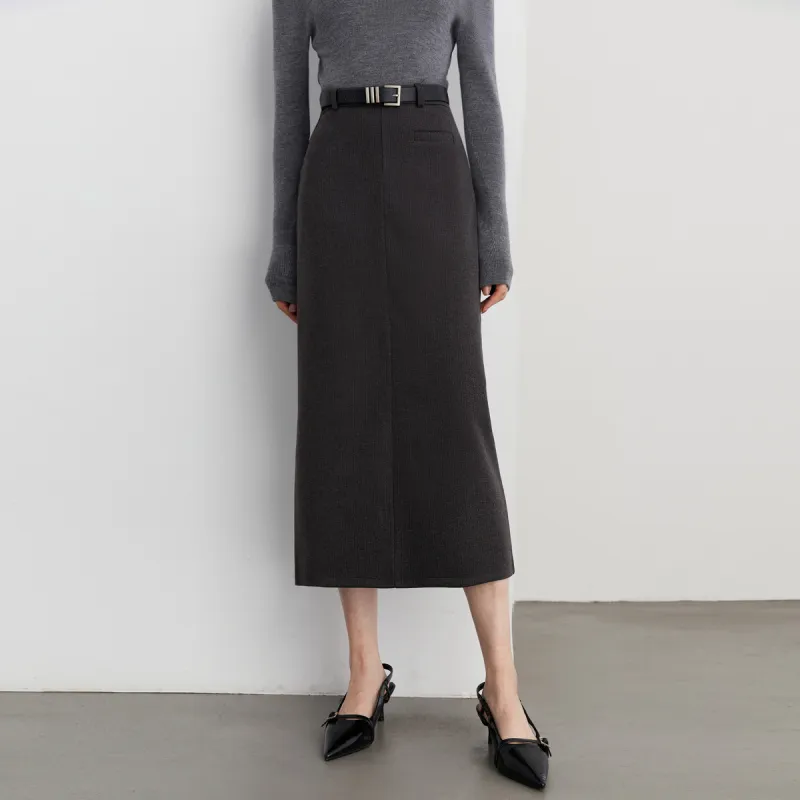 DPLAY Casual Long Skirts Women's Elegant Heather Gray-1