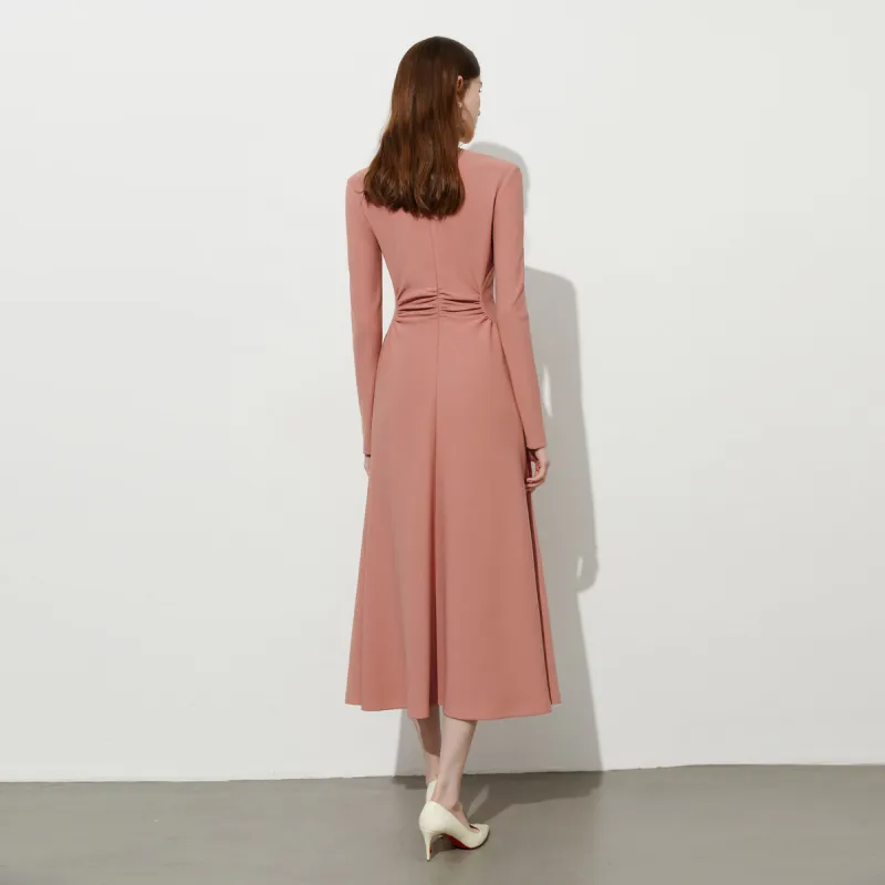 DPLAY Long Sleeved Dress Women's Gray Orange Pink-2