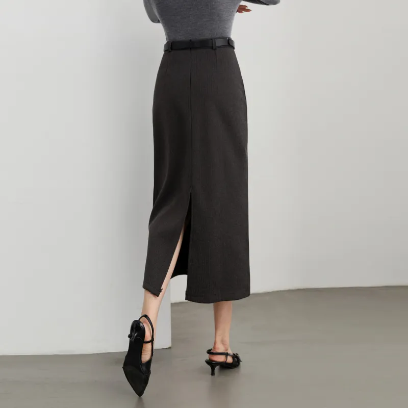 DPLAY Casual Long Skirts Women's Elegant Heather Gray-4