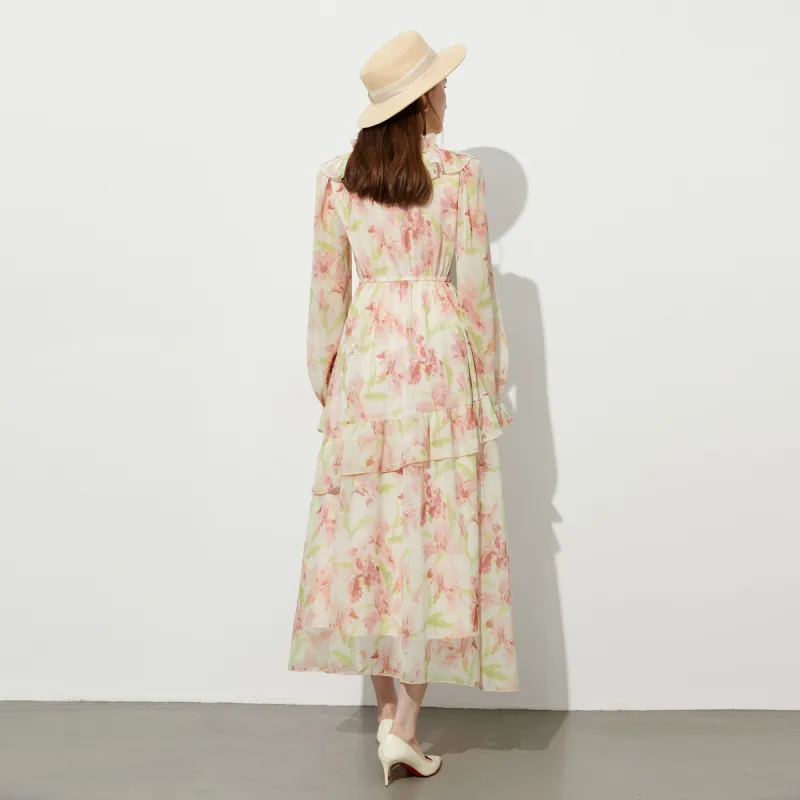 DPLAY Long Sleeved Dress Women's Pink Undertone Tulip-3