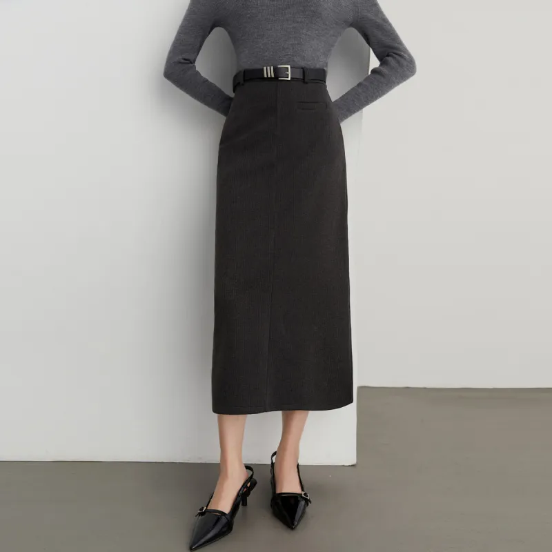 DPLAY Casual Long Skirts Women's Elegant Heather Gray-3