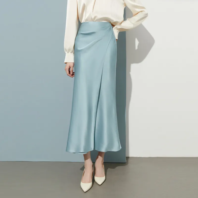 DPLAY Casual Long Skirt Women's Sea Salt Blue-1