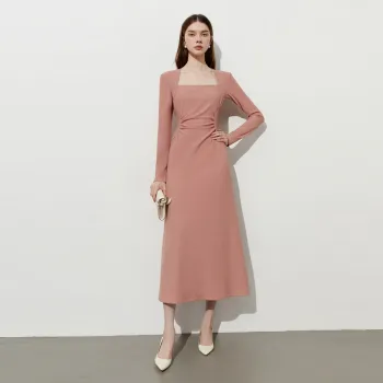 DPLAY Long Sleeved Dress Women's Gray Orange Pink