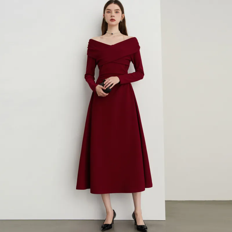 DPLAY Long Sleeved Dress Women's Ancora Red-3