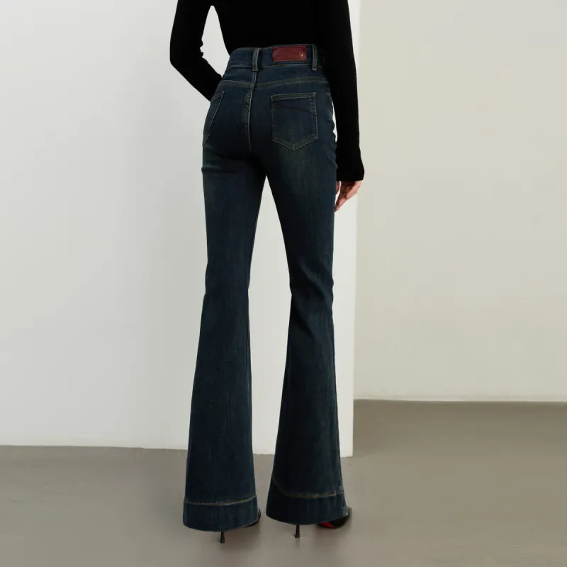DPLAY Jeans Women's Dark Denim Blue-5