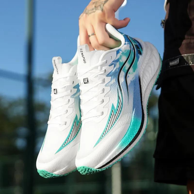 Qing Pao Running Shoes Men Low Top Green-6
