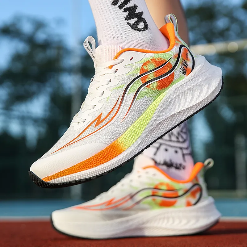 Qing Pao Running Shoes Men Low Top White-8