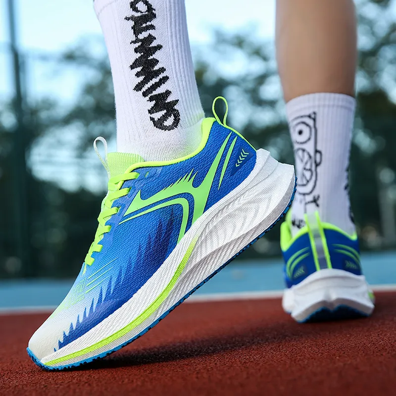 Qing Pao Running Shoes Men Low Top Cyan-9