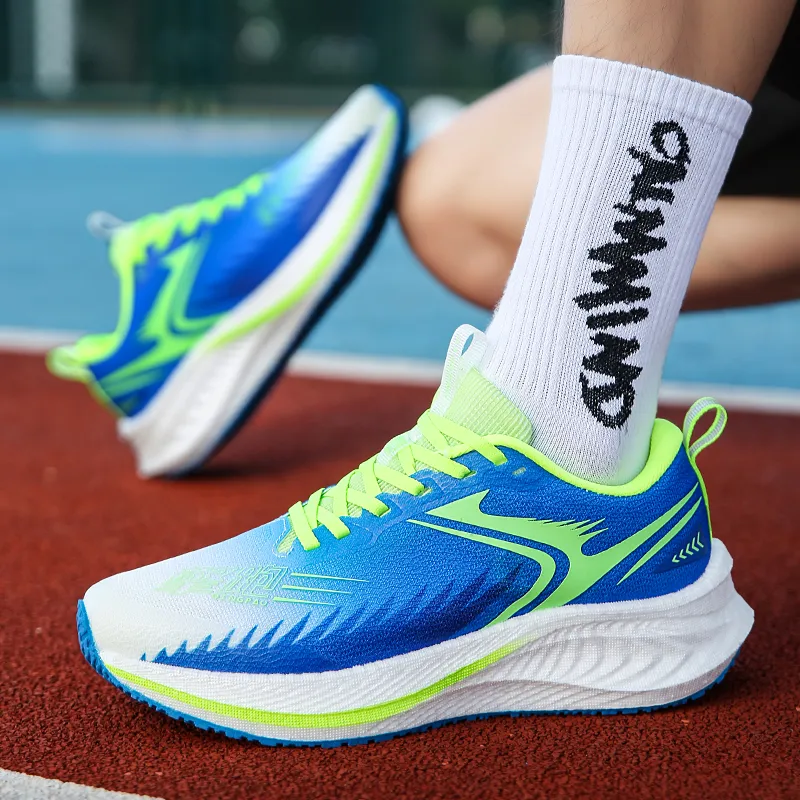 Qing Pao Running Shoes Men Low Top Cyan-6