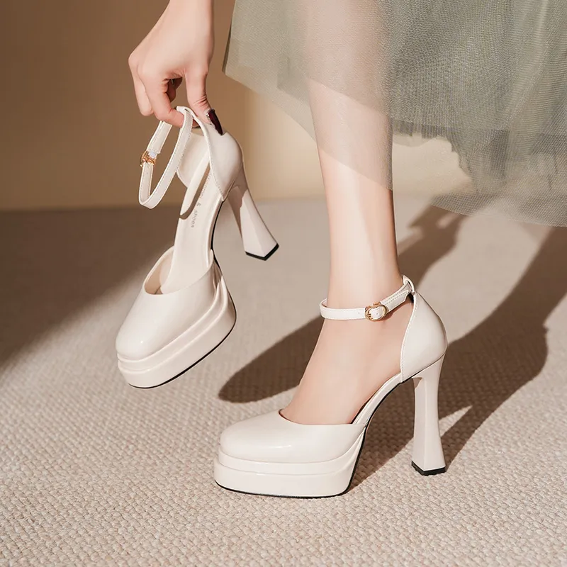 Lanza Chunky Heel High Heels 11.5CM Women's-1