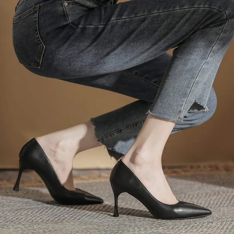 Lanza Slim Heel High Heels 6.5CM 8.5CM Women's Black-5