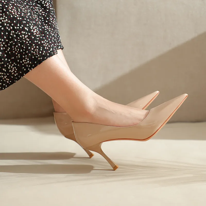 Lanza Slim Heel High Heels 5CM 7.5CM 10CM Women's Black-4