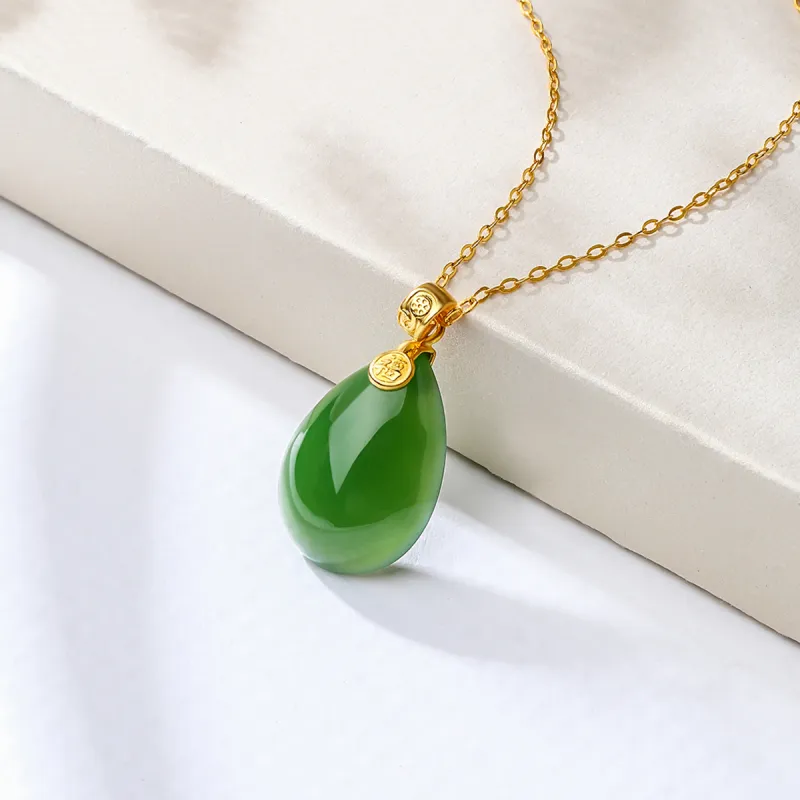 SUNFEEL Hetian Jade Pendant With 925 Sterling Silver Necklace Included Jasper Women's-3