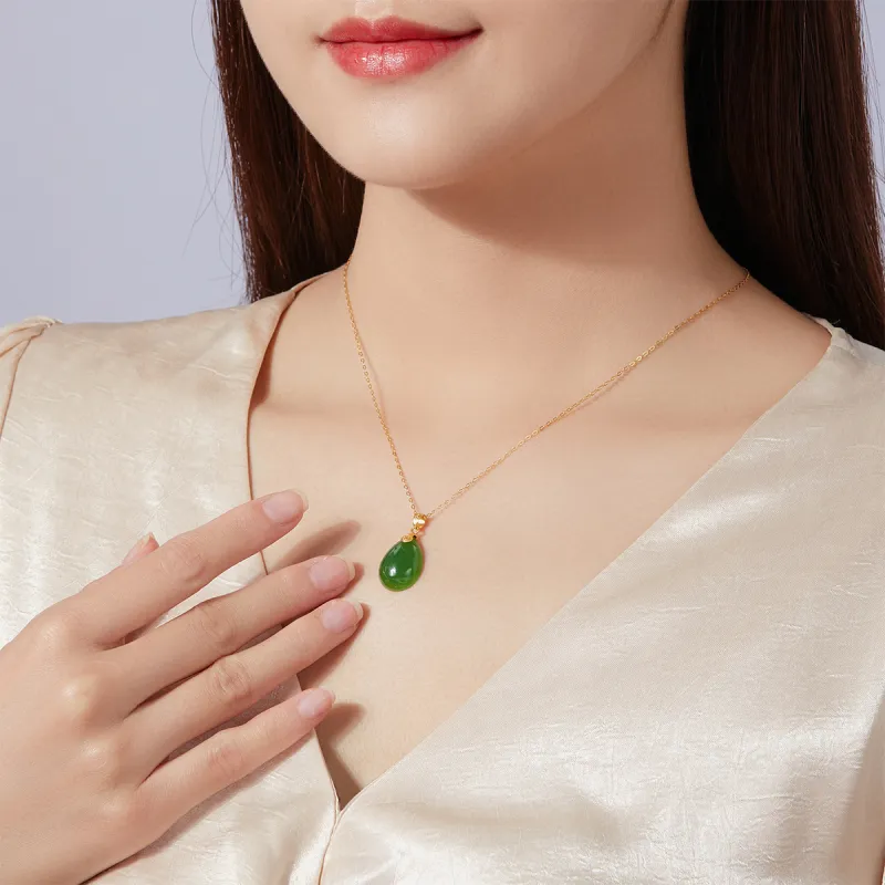 SUNFEEL Hetian Jade Pendant With 925 Sterling Silver Necklace Included Jasper Women's-4