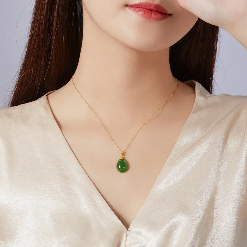 SUNFEEL Hetian Jade Pendant With 925 Sterling Silver Necklace Included Jasper Women's-5